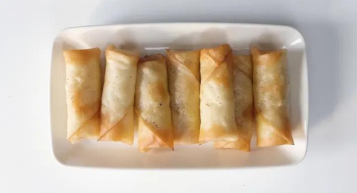 Spring rolls on a white plate